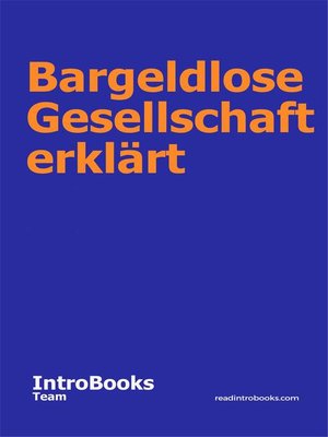 cover image of Bargeldlose Gesellschaft erklärt